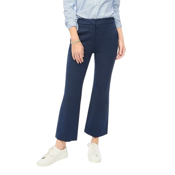 J.Crew Factory Navy Kelsey Cropped Flare Pants Sz 2 NWT High Rise Stretch - Picture 1 of 7